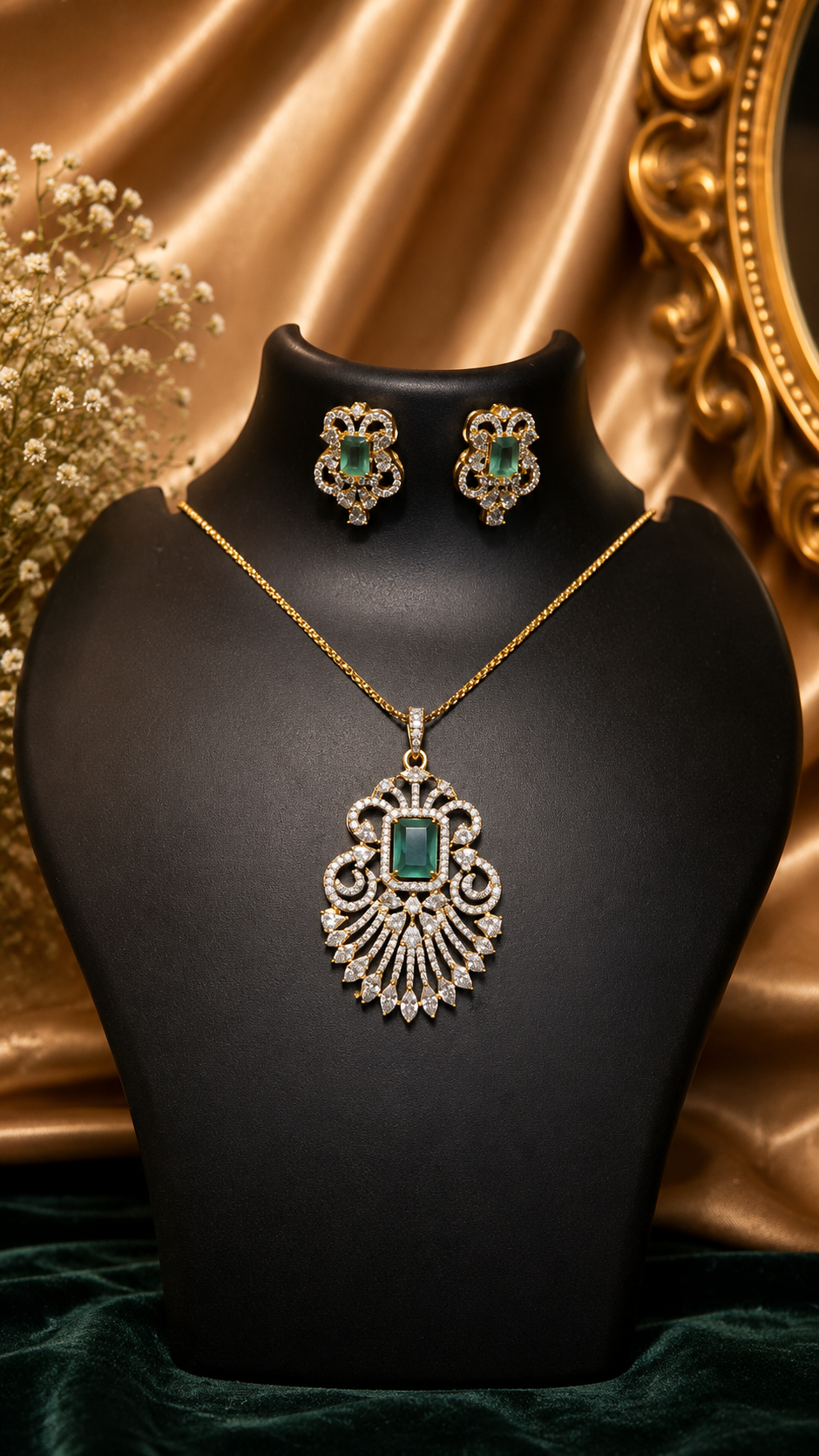 Emerald Majesty Pendant Set