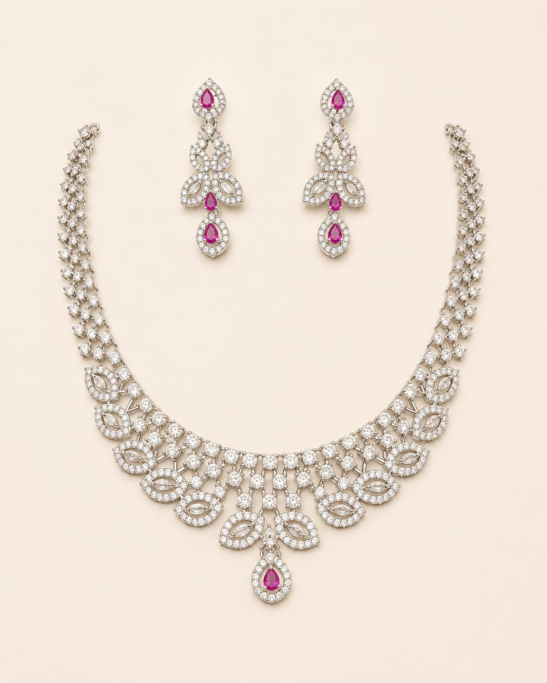 Magenta Royal Petals Necklace Set