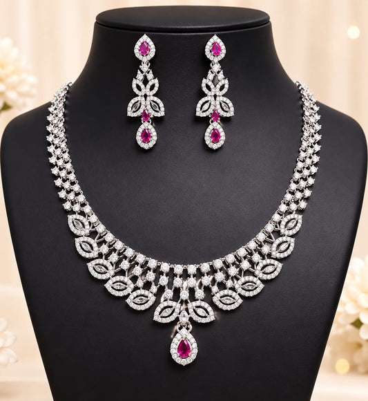 Magenta Royal Petals Necklace Set