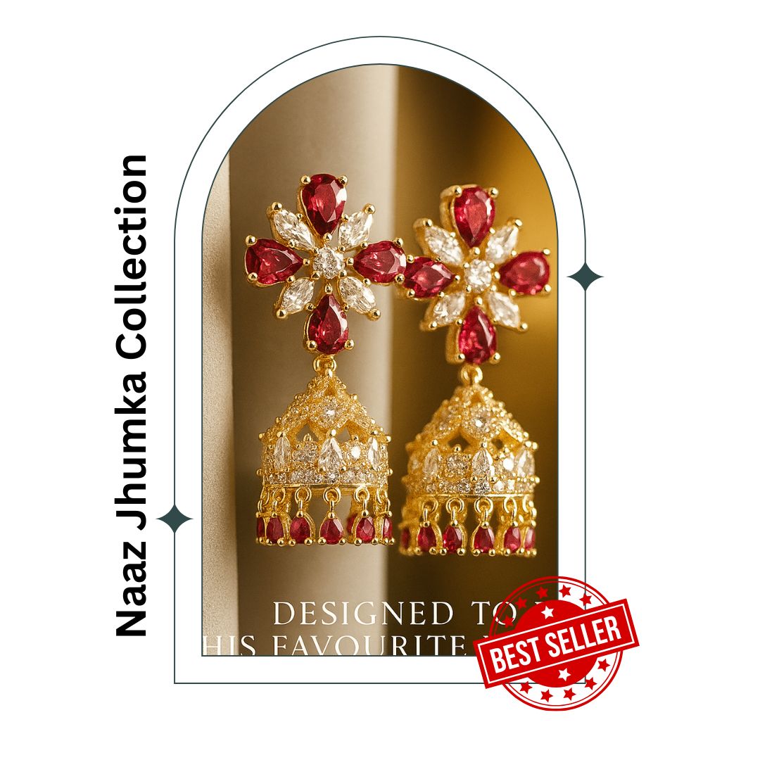 Elegant diamond jhumka earrings for women in American Diamond AD jewellery collection