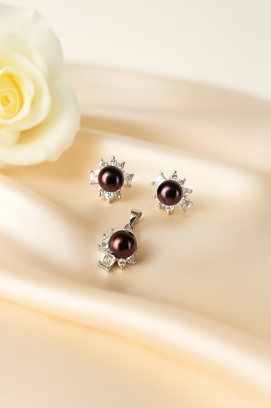 Purple Pearl Pendent Set