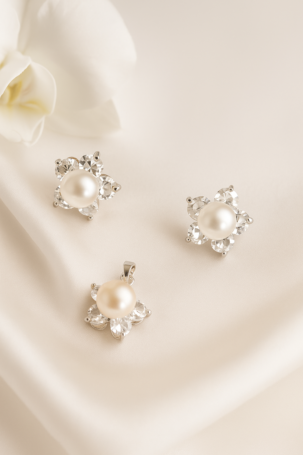 White Pearl Pendent Set