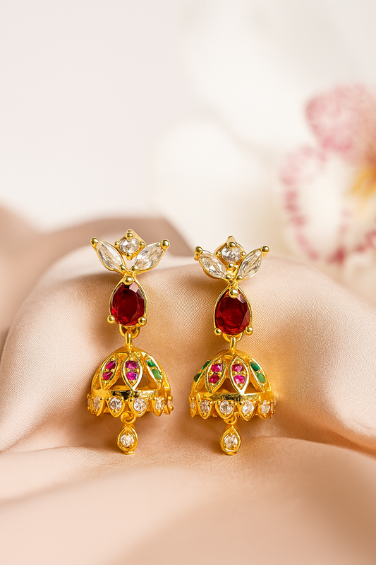 Kavya Red Jhumka