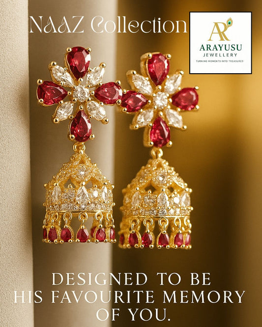 Naaz Red Jhumka