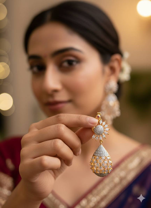 Golden White Peacock Dangle