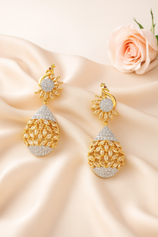 Golden Wine Peacock Dangle