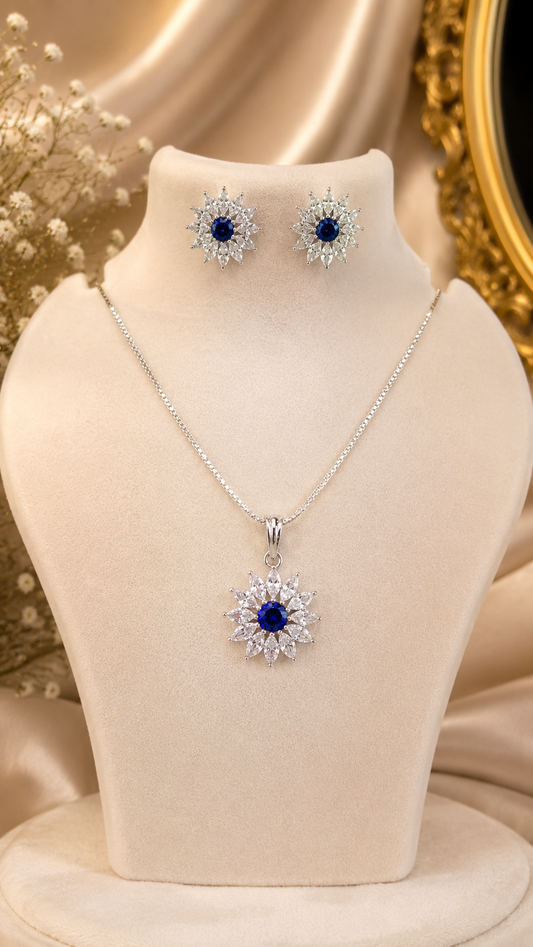 Mira Blue Pendent Set