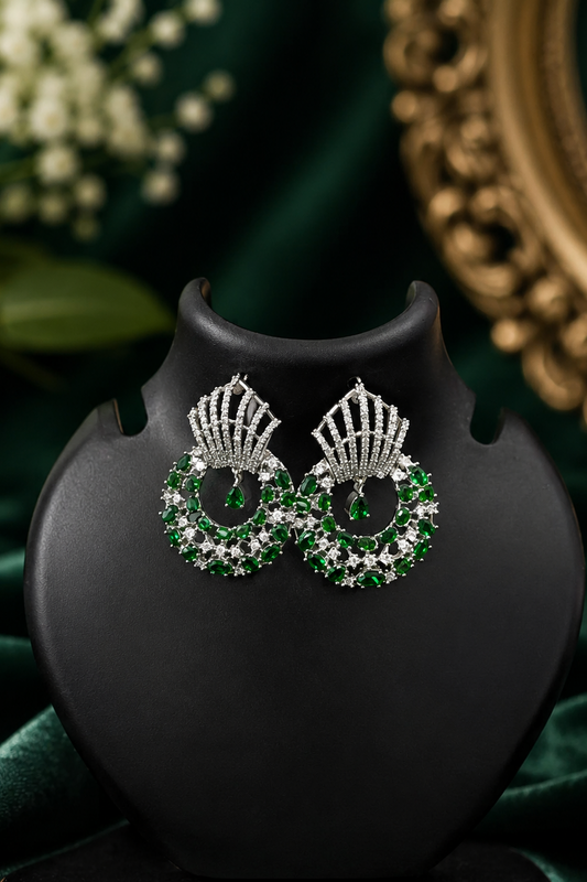 Silver Emerald Eclipse Dangle