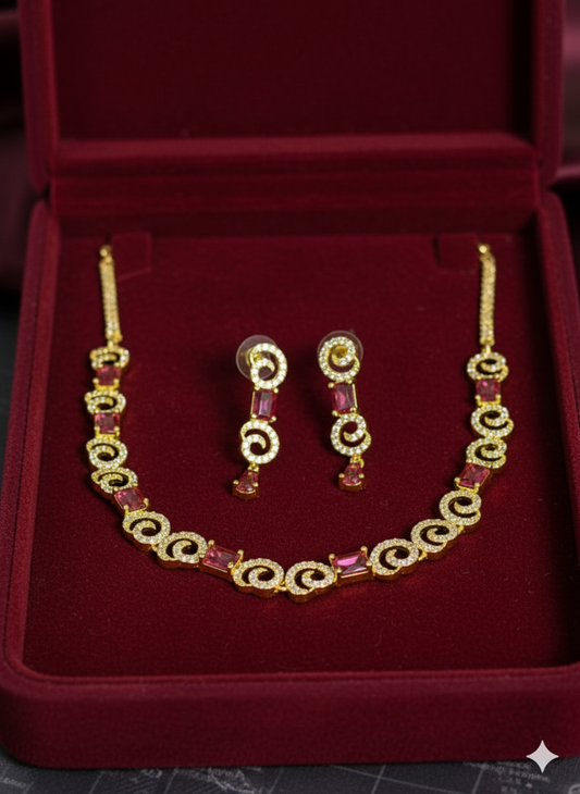 Spiral Red Necklace Set