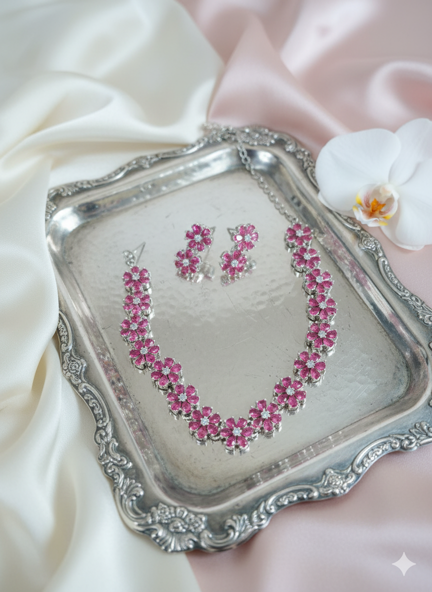 Pushpa Pink Necklace Set