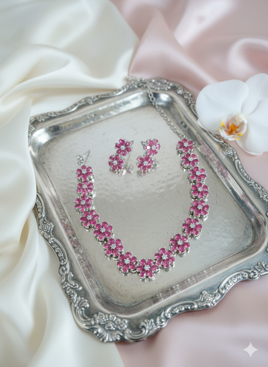 Pushpa Pink Necklace Set