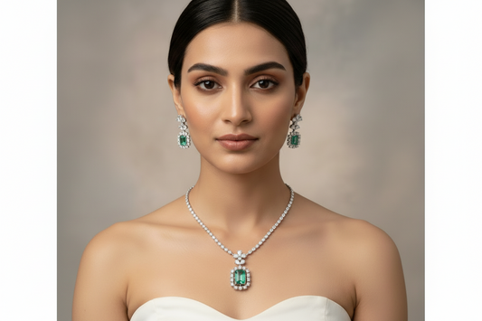 Zenith Aqua Square Green Necklace Set