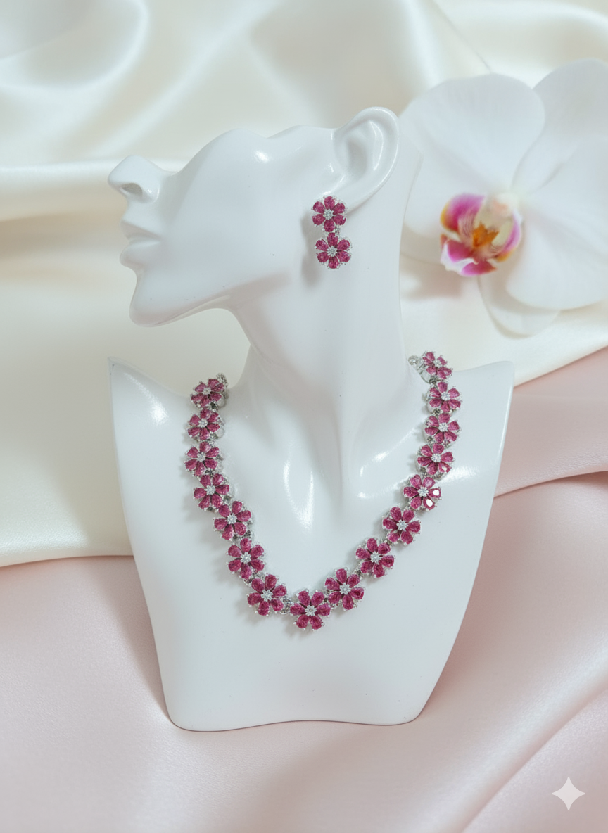 Pushpa Pink Necklace Set