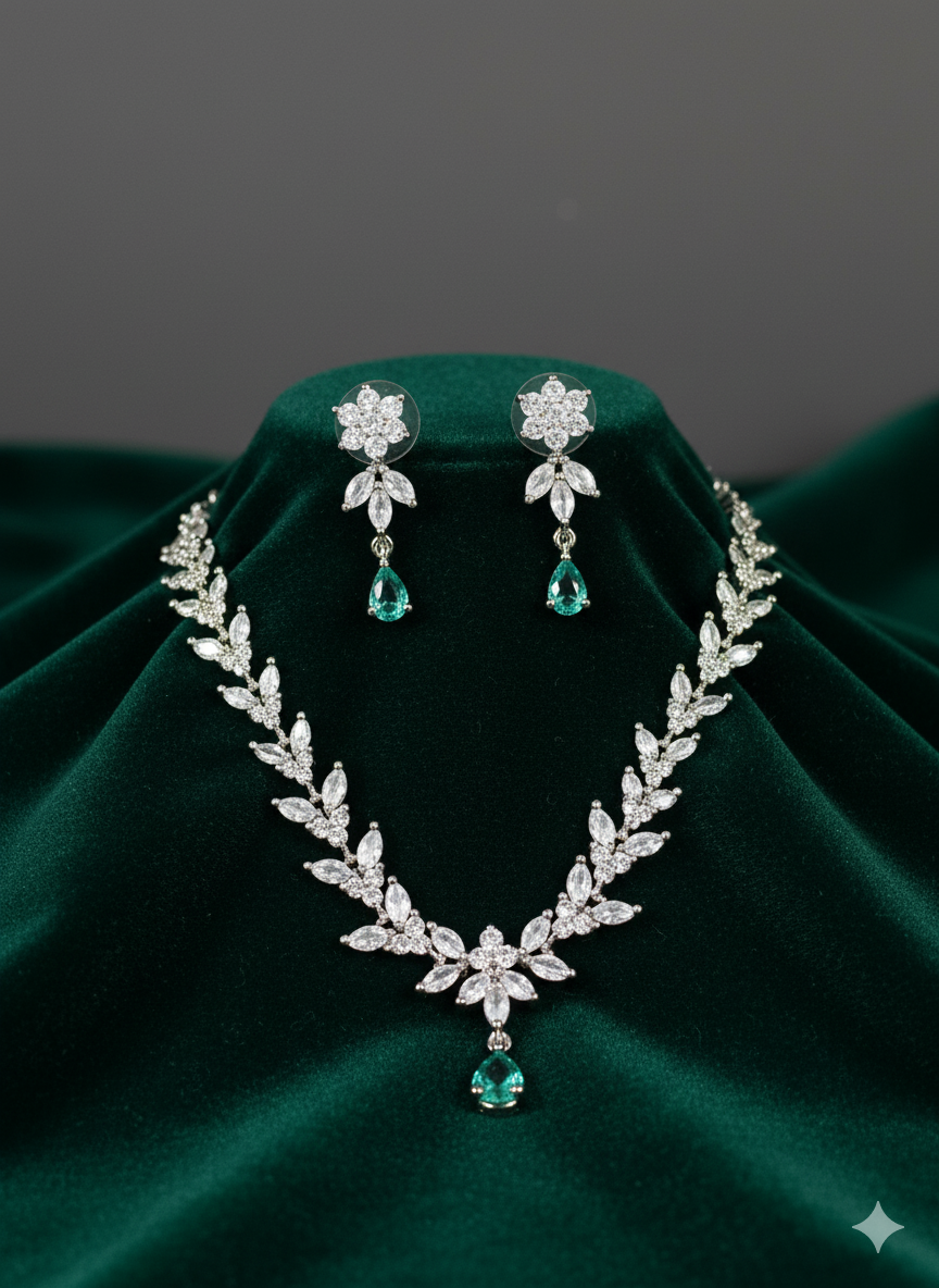 Titli Drop Green Necklace Set