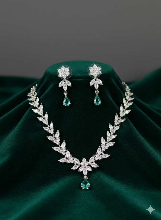 Titli Drop Green Necklace Set