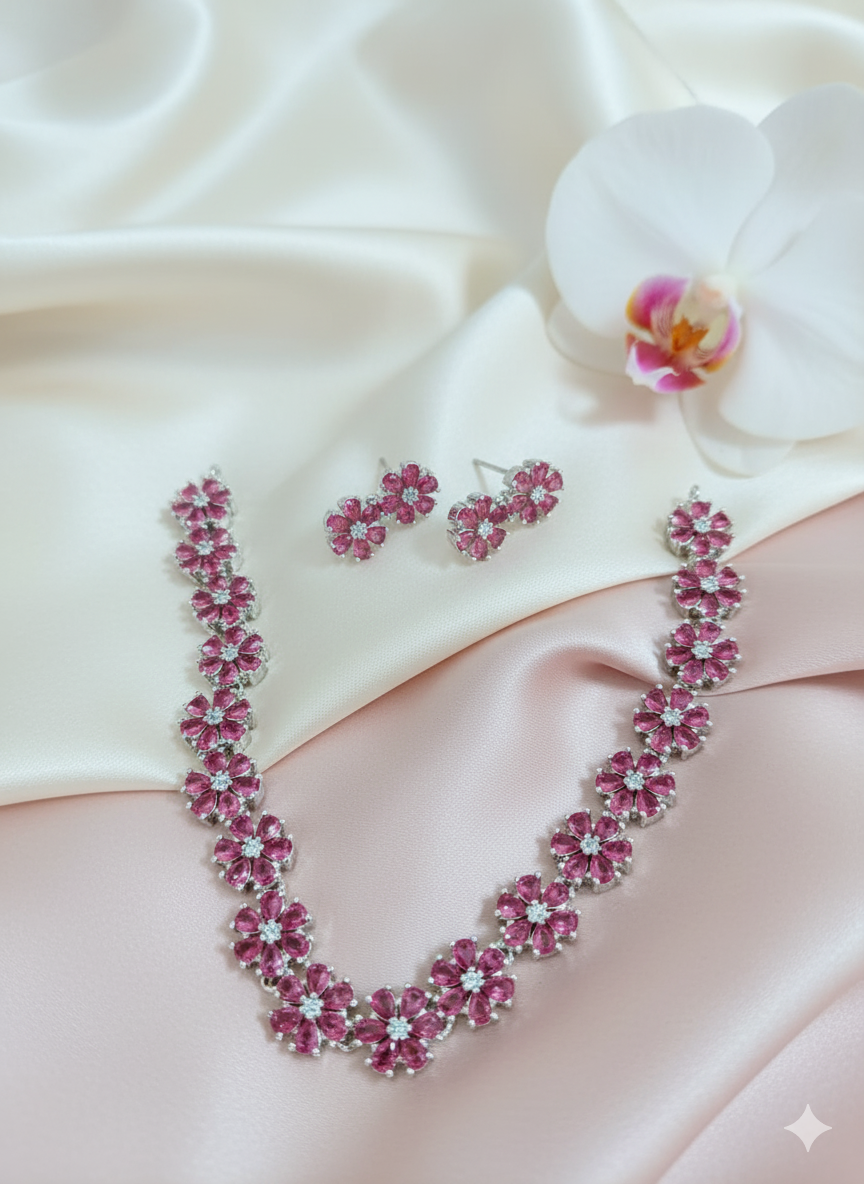 Pushpa Pink Necklace Set