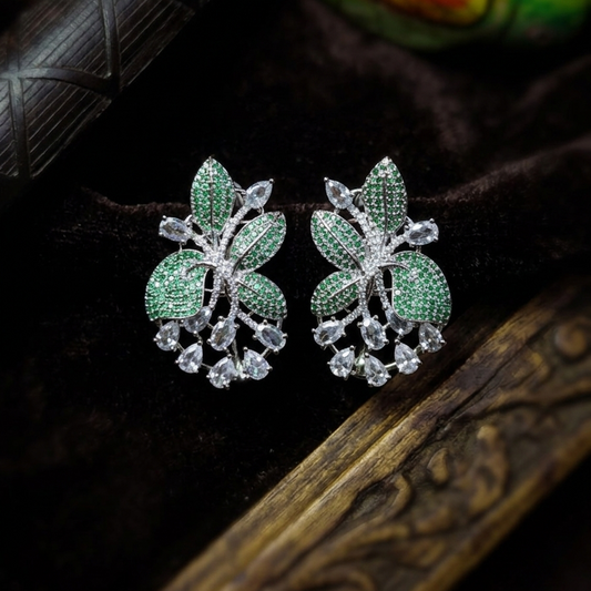 Green Meadow Dew American diamond stud with green tone premium design 