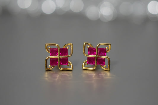 Swastik Ruby Stud