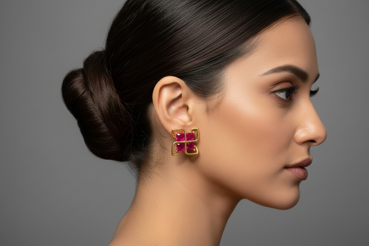 Swastik Ruby Stud