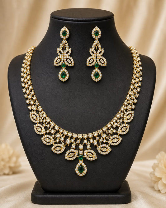 Green Royal Petals Necklace Set