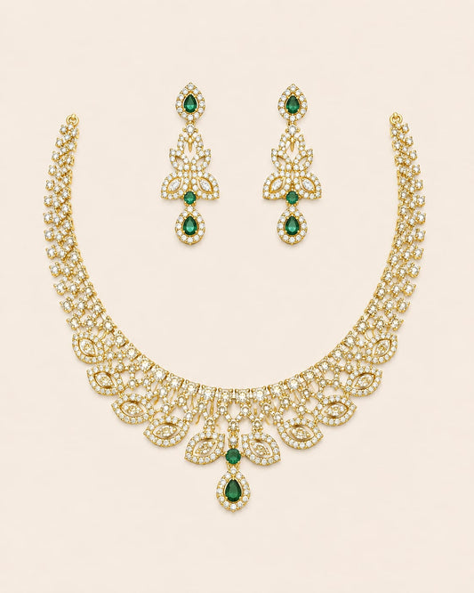 Green Royal Petals Necklace Set